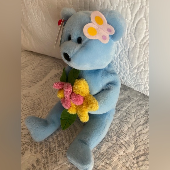 🌸 RETIRED TY BEANIE BABY BEAR “BLUEBONNET”. MWMT! DATED JUNE 2005! APPROX 8”. - Picture 8 of 9